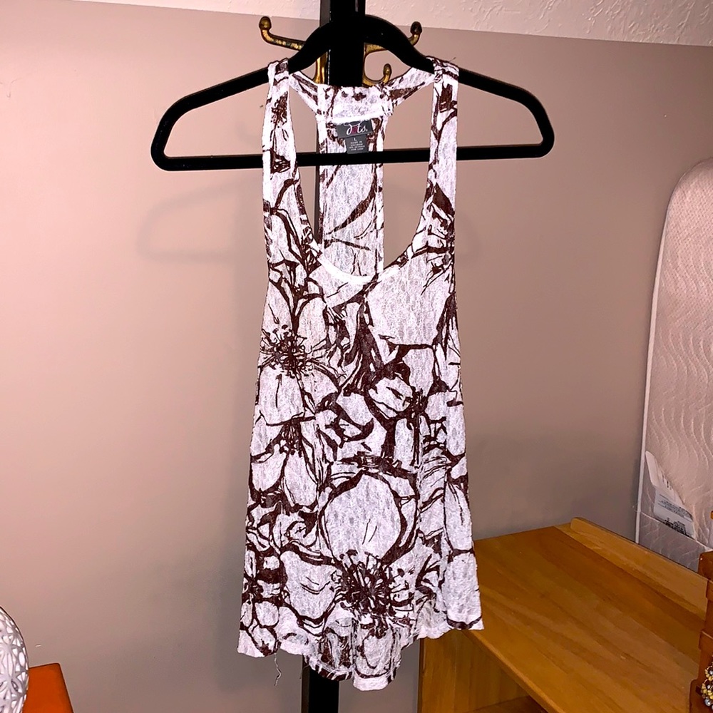 Sheer high/low razor back shirt